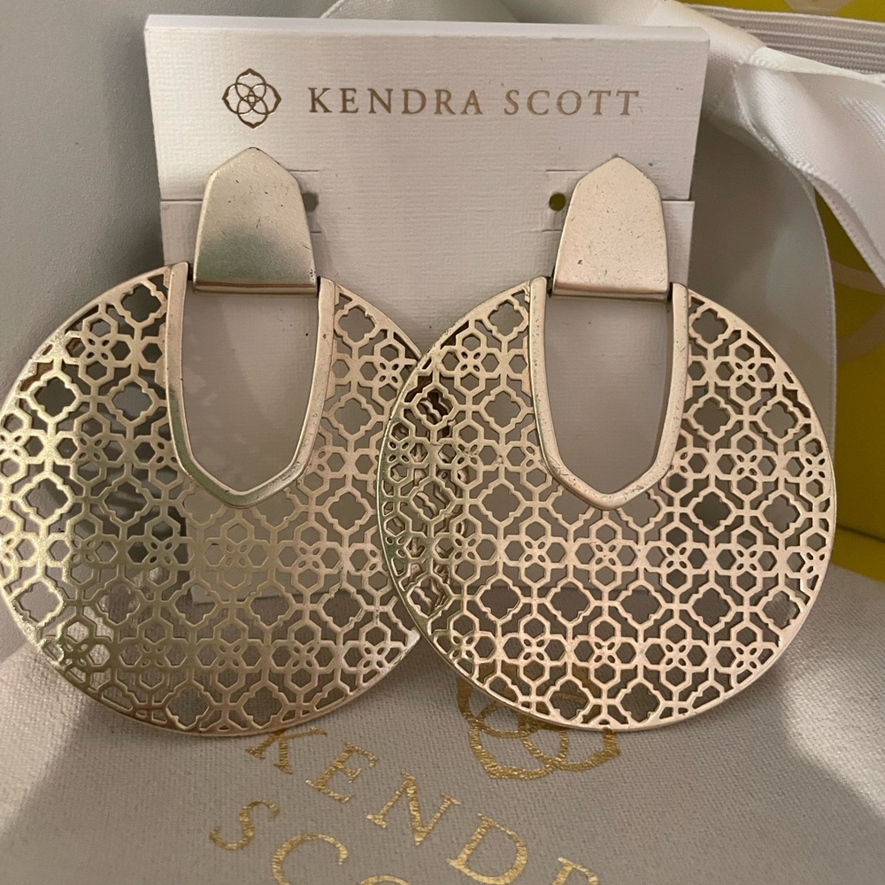 Kendra Scott Diane Gold Tone Filigree Statement Earrings